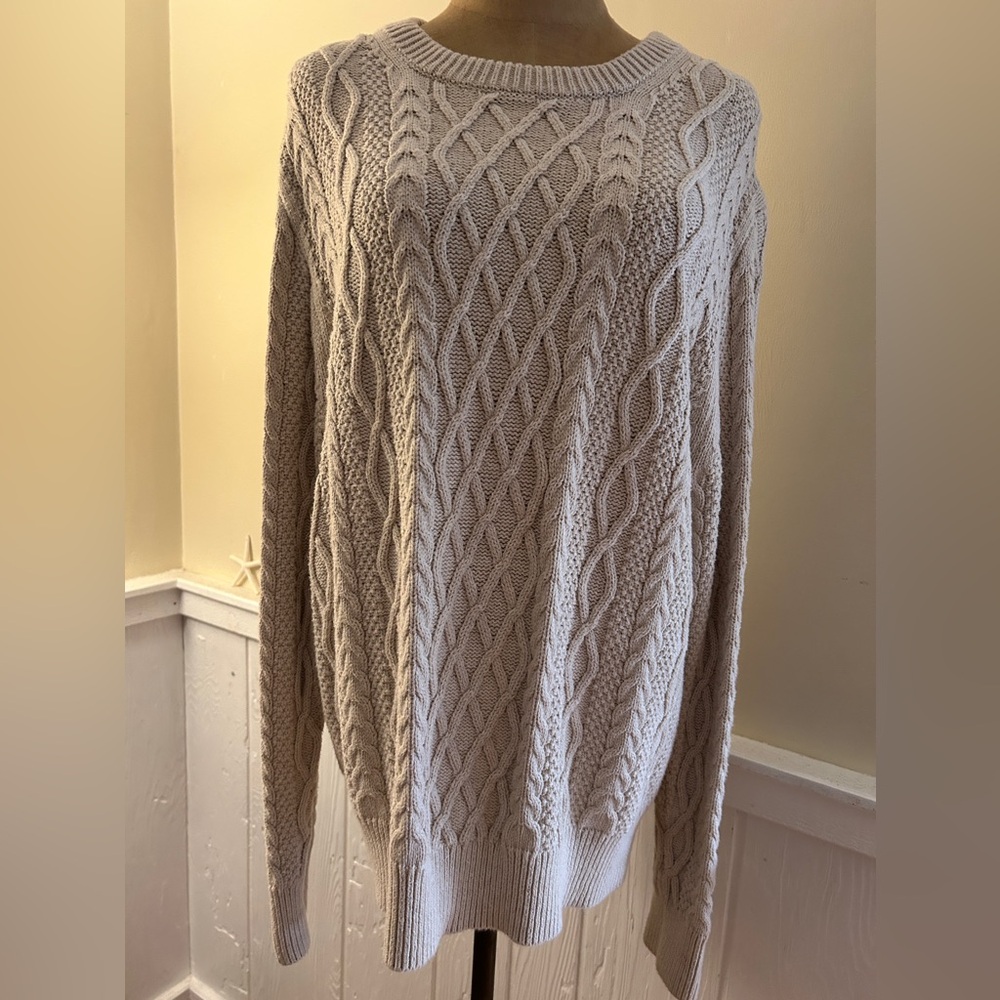 J.Crew 100% Cotton Cable Knit Sweater | Cream | Size L | Never Worn